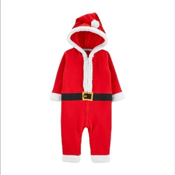 Carter’s Baby Red Santa Fleece Jumpsuit - Picture 1 of 10